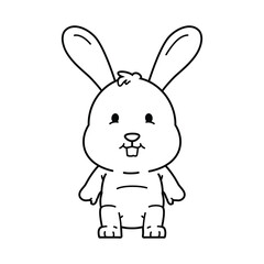 Fototapeta premium Cute Rabbit vector line art black and white