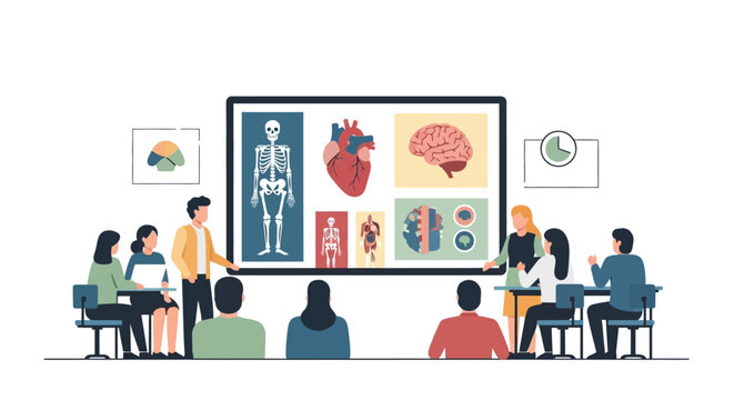 People sitting in classroom listening. Vector Icon. EPS Editable