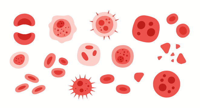 Red blood cells and virus particles. Vector Icon. EPS Editable
