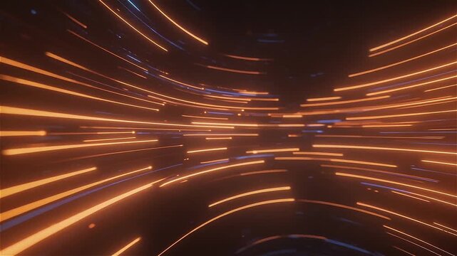 Dense cluster of data streams slowing down and compressing in a bottleneck area, then smoothly dispersing into faster clean flows, glowing orange and blue tones