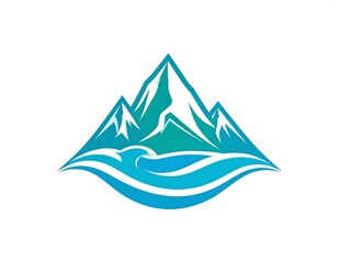 Fototapeta premium Stylized mountain range with water illustration