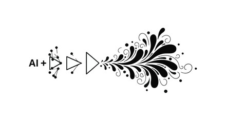 Obraz premium AI technology symbol with floral design element
