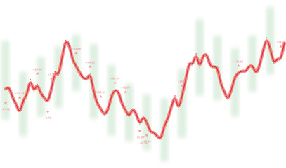 Fototapeta premium Dynamic red line graph, fluctuating stock market chart, business data visualization, financial analytics vector, economic trend illustration for reports and presentations
