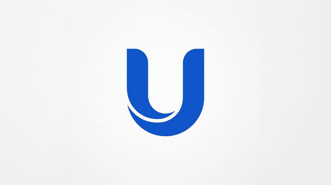 Modern 3D Letter U Logo with Blue Gradient Fluid Ribbon on White Background