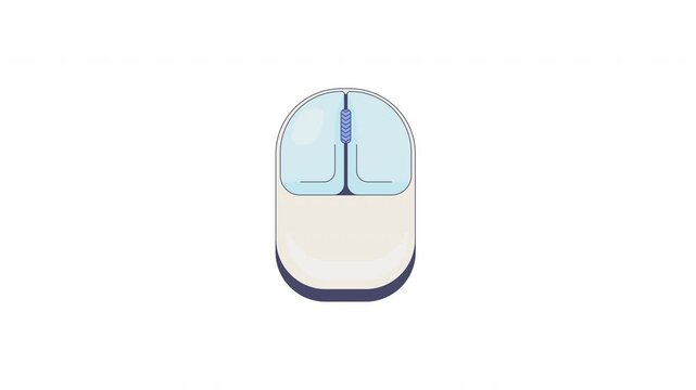 Right click computer mouse button animation. Opening context menu action in software. Rounded peripheral device clicking for pc and laptop. Cursor control. Animated input hardware element. 4K video