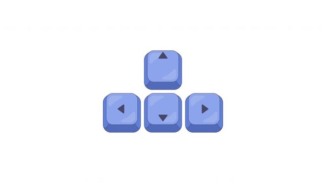 Arrow keys directional controls keyboard button set animation. Gaming movement navigation. Animated micro UI elements collection for pc keypad. Computer keystroke pressing. Clicking input. 4K video