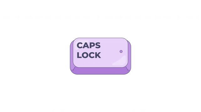 Caps Lock toggle keyboard key button animation. Uppercase typing mode. System indicator. Animated micro UI element for pc keypad. Computer typing keystroke pressing. Clicking input device. 4K video