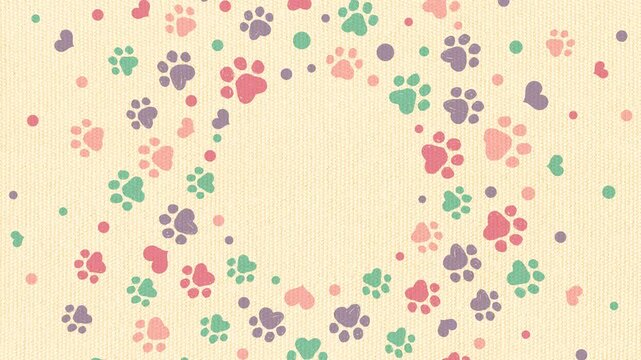 paw print hand drawn illustration rotating frame background