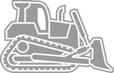 Obraz premium Vector graphic illustration of a bulldozer with a shovel and tracks