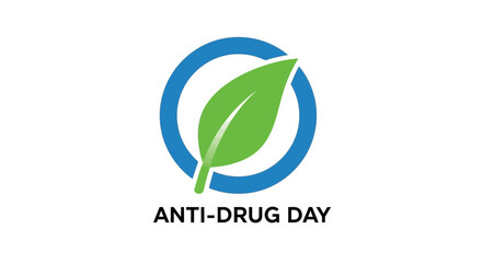 Fototapeta premium Green leaf anti drug day symbol.