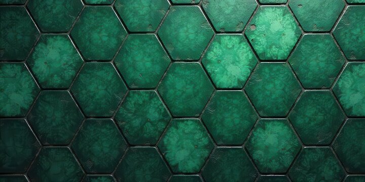 Deep Emerald Hexagonal Tile Pattern A Textured Background Image for Design Projects