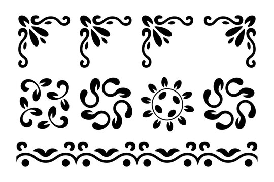 Vector design features a collection of decorative floral and leaf patterns in