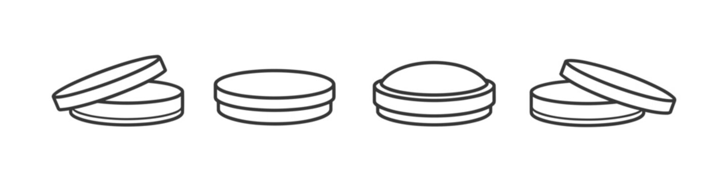 Set of petri dishes in different configurations for scientific research