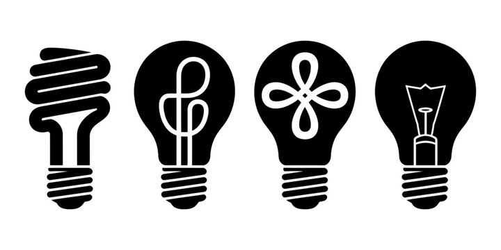 Vector of four different types of light bulbs