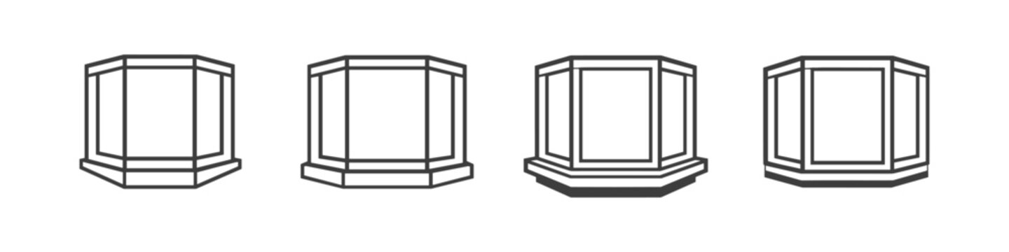 Collection of four geometric display stands with faceted sides and flat bases