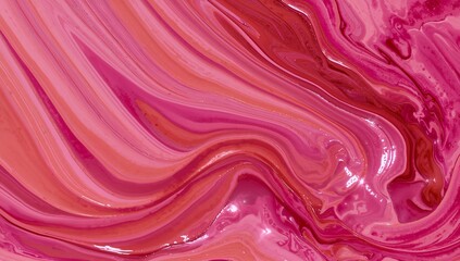 Fototapeta premium Abstract Glossy Acrylic Paint Swirl in Magenta and Orange