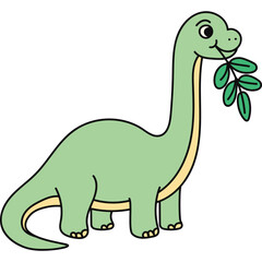 Fototapeta premium Cute Cartoon Brachiosaurus Dinosaur