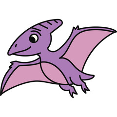 Cute Cartoon Purple Pterodactyl © Gisella