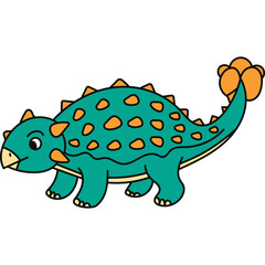 Naklejka premium Cute Cartoon Ankylosaurus Dinosaur