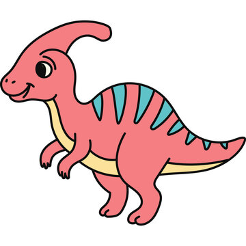 Cute Cartoon Parasaurolophus Dinosaur