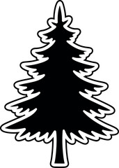 Obraz premium Simple black and white illustration of a classic stylized pine tree