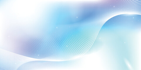 Flowing white waves and sparkles drift across a soft blue gradient © moche style