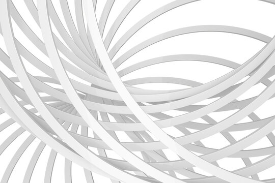 Abstract white interlaced curved ribbons pattern for minimalist background surface and seamless design composition .3d render