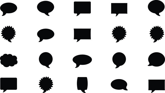 Variations of speech and thought bubbles with different designs and shapes