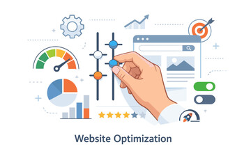A B Testing and Optimization Concept with Data Analytics, UX Design and Performance Metrics