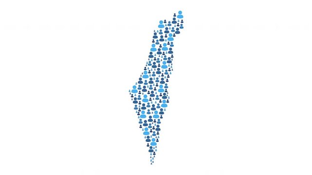 Israel map made of people symbol on white background