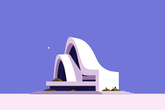 Flowing White Curves of a Futuristic Parametric Building Facade