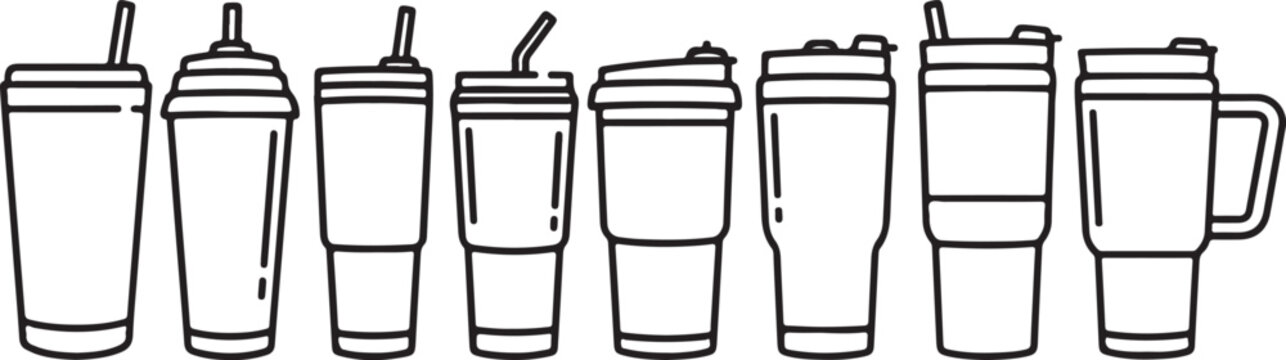 A series of cylindrical containers with lids in various open and closed positions Vector