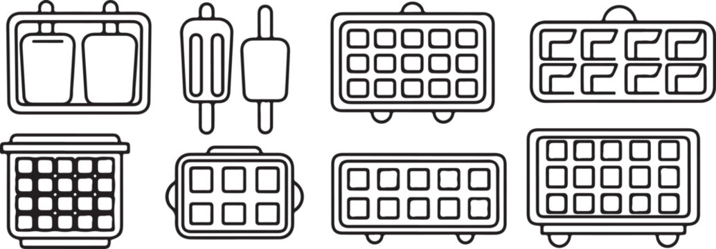 Various types of computer keyboards shown in a simple black and white illustration Vector