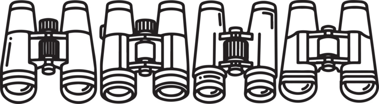 Black and white line drawing of a row of vintage typewriters Vector