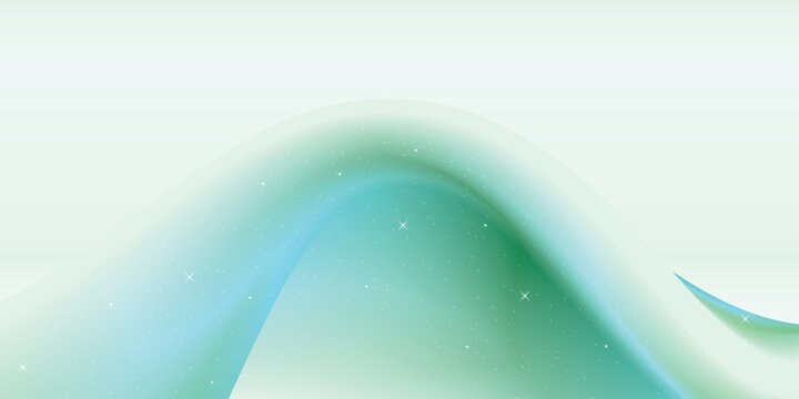 Calm green waves float across the cosmic sky