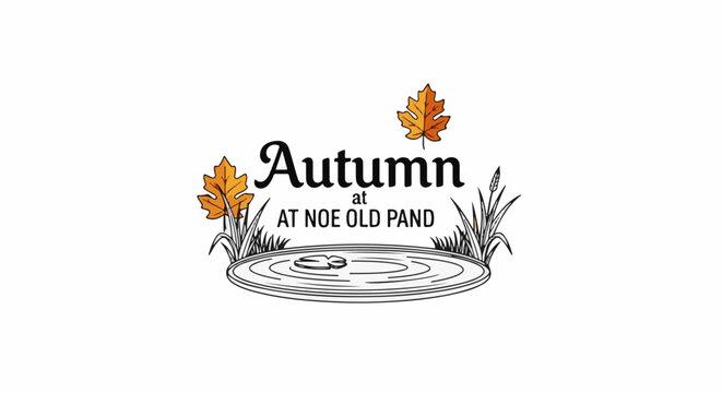 Autumn at a tranquil pond with leaves and reeds
