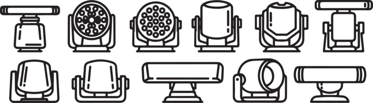 Various types of mechanical and electronic components illustrated Vector