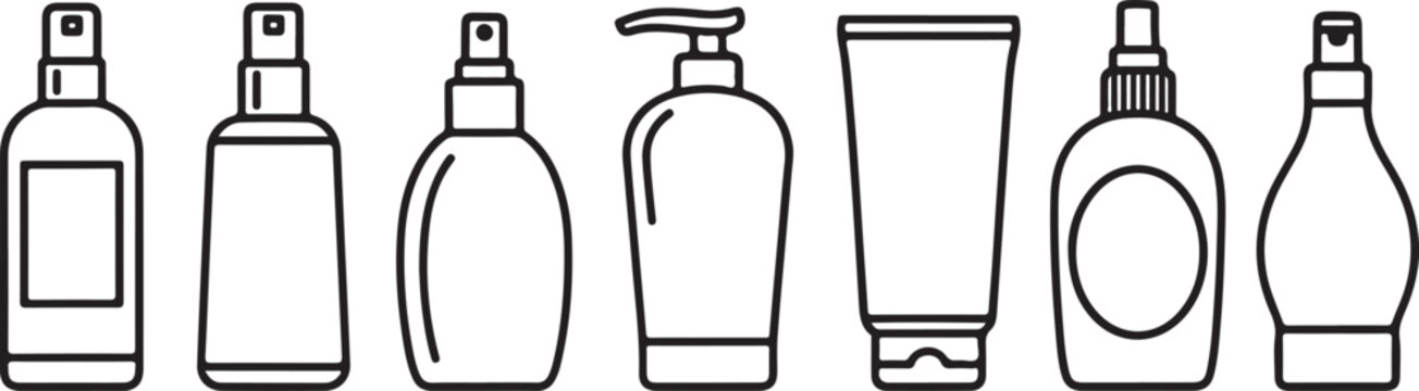 A range of empty containers and bottles for liquid storage Vector