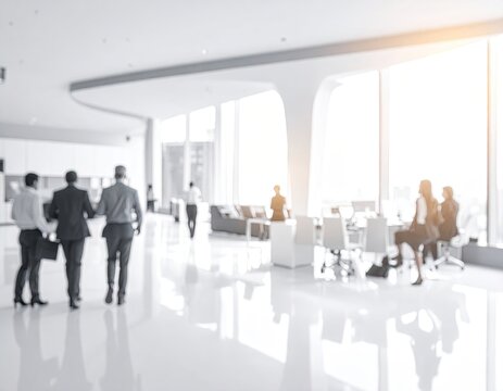 Bright modern office space with business people.