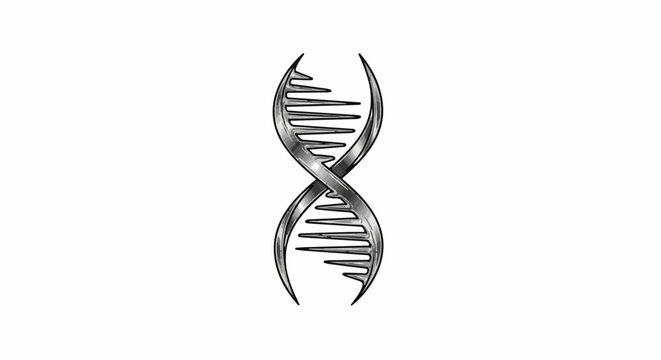 Metallic DNA double helix structure, scientific symbol, genetic code visualization