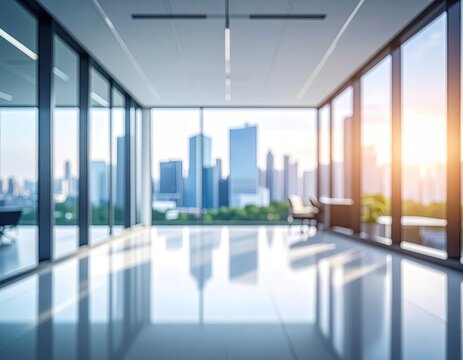 Modern Empty Office Space With Cityscape View.