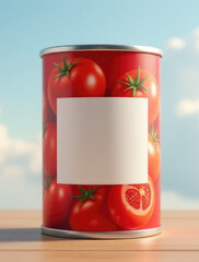 Obraz premium A can of tomatoes without a label, suitable for use in still life photography or as a prop