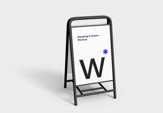 Standing A-Frame Metal Sign Mockup