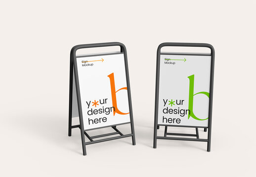 Two Metal Street Sign Mockup