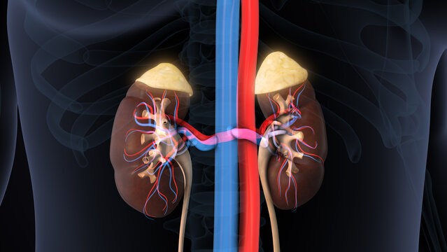 Female Kidney Endocrine System Anatomy Illustration