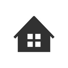 Fototapeta premium House with windows icon. Residential home and real estate concept. Monochrome black and white symbol