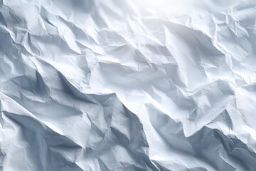 Fototapeta premium Abstract close-up of crumpled white paper texture with dramatic lighting and shadows, creating depth and form.