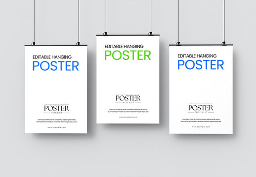Three Hanging Poster Mockup