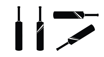 Obraz premium Three cricket bats displayed in a minimalist black silhouette