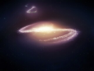 Obraz premium Bright galaxy in space. Spiral galaxy with stellar core on black background. Astronomical observation of the universe.